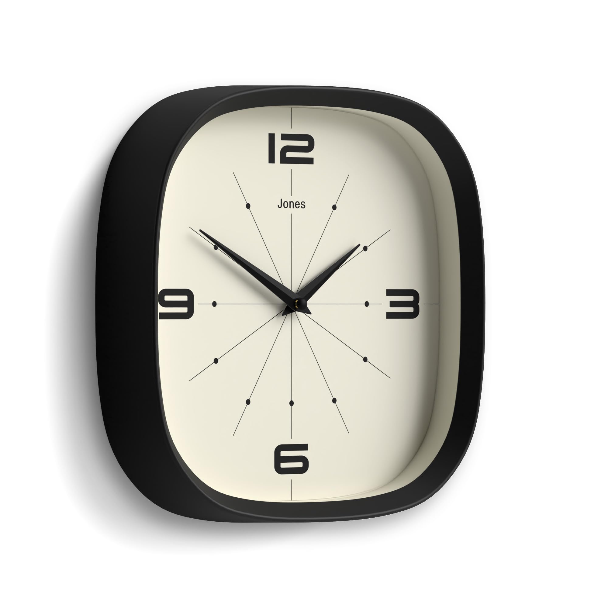 Jones Clocks® Pulsar wall clock, Black, 25 x 25 x 5 cm - Image 2