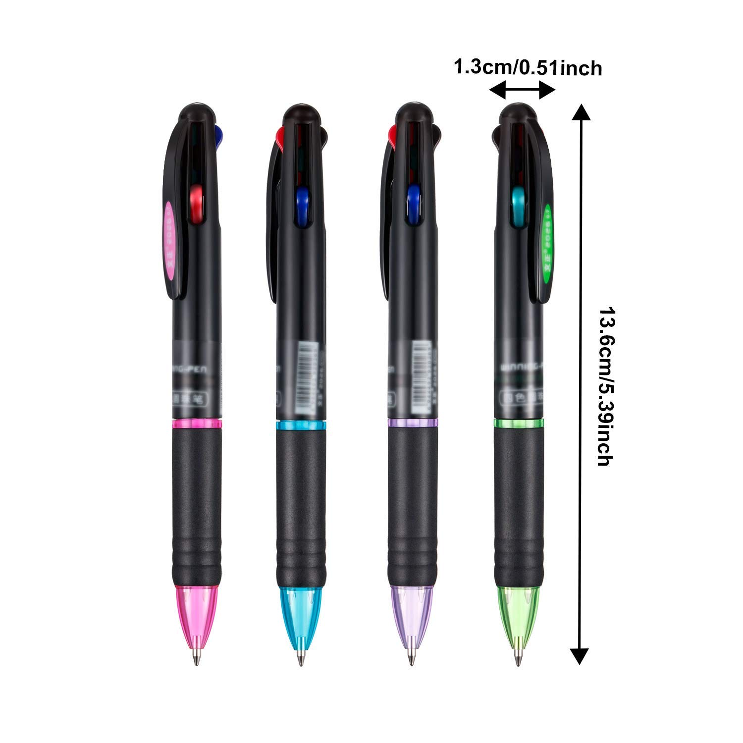 Tadipri Pack of 24 Retractable Ballpoint Pens Multicolour Pens 4 Colours Ink Black, Blue, Red and Green Gel Ink Ballpoint Pen - Image 2