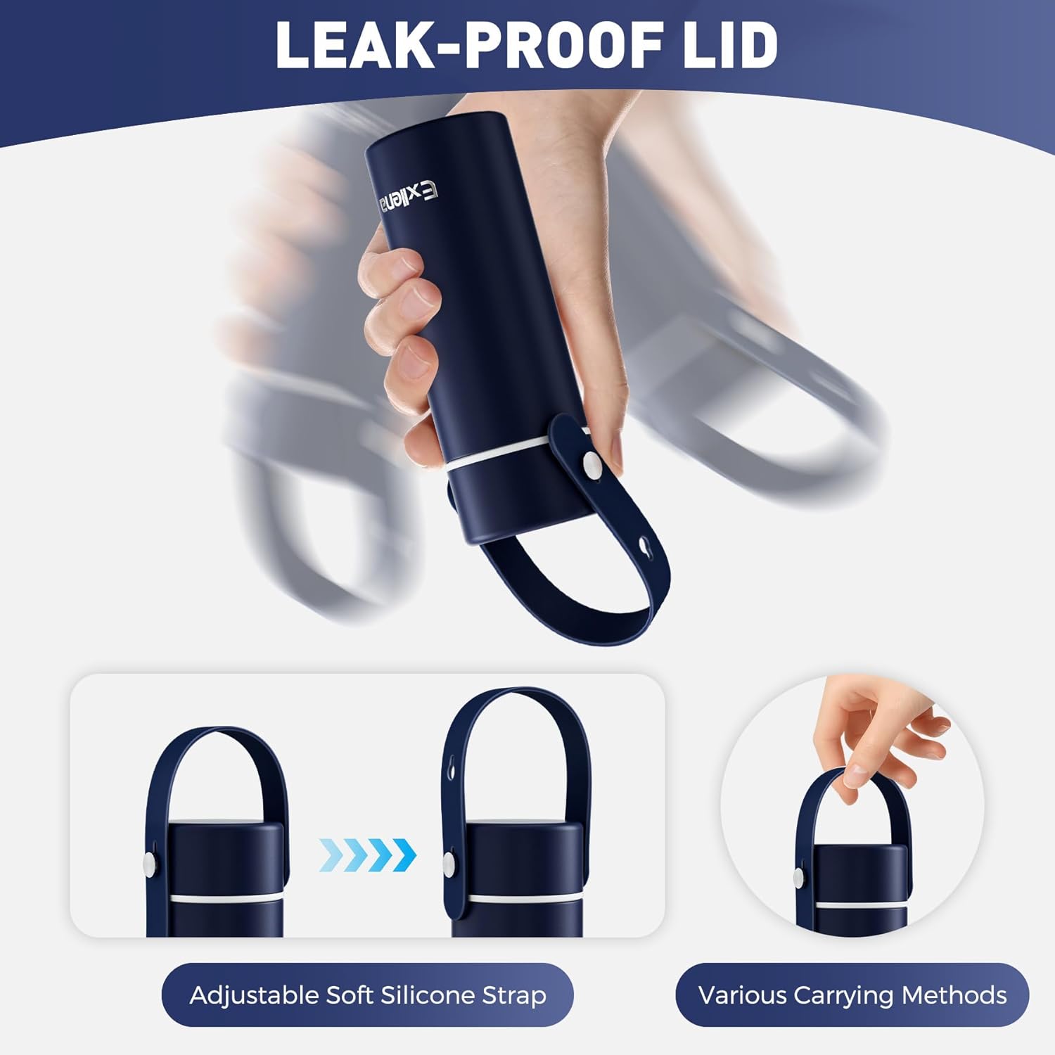 【Upgraded】 Mini Insulated Water Bottle 6.8oz/200ml with Adjustable Silicone Handle– Small Flask for Hot & Cold Drinks, Leakproof, Ideal for Purse, Lunchbox...(Midnight Sapphire) - Image 4