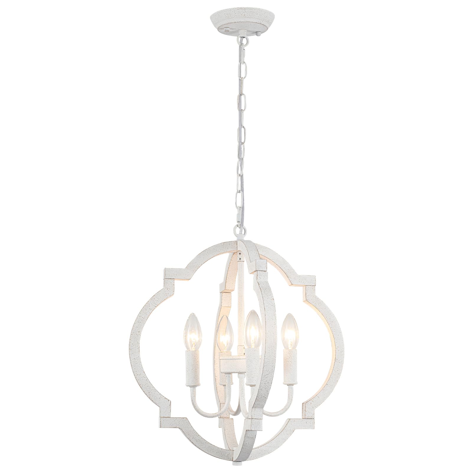 Lampara Araña 4-Luce Lampara Techo Vintage Blanca, Lampara Colgante Rustica para Salon, Comedor, Cocina, Dormitorio, Lampara Pasillo Techo