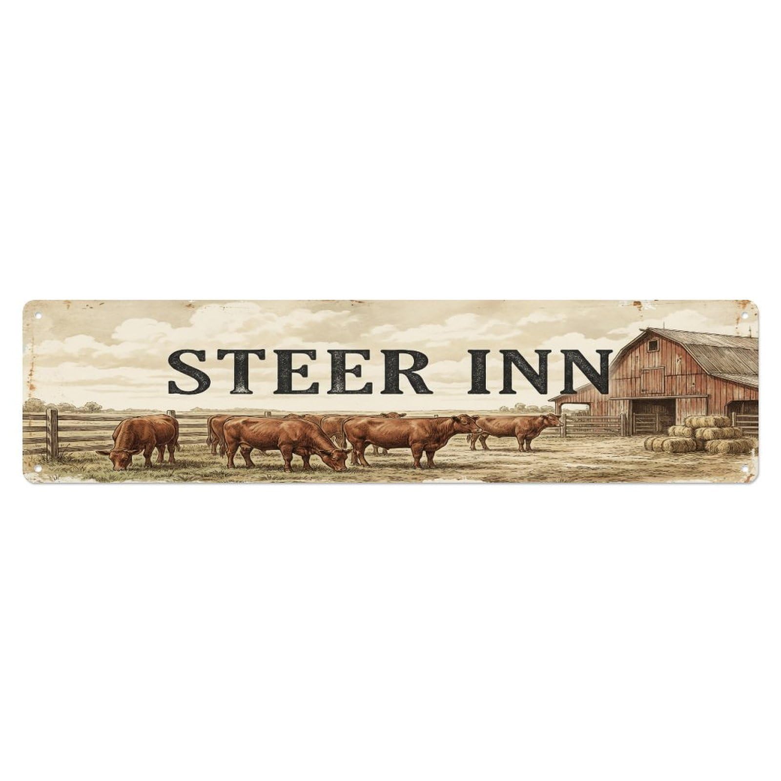 Vintage Yard Moo Steer Farmhouse Funny Steer Backyard Farm Metal Tin Sign Plaque Wall Decor for Cafe, Club, Garden Metal Poster 4x16Inch