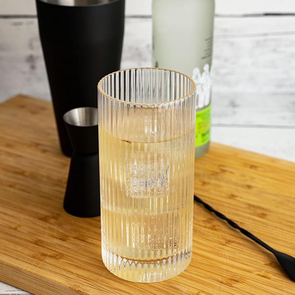 LEMONSODA Vasos y vasos de cóctel de línea recta vintage Highball (12 onzas, juego de 2)