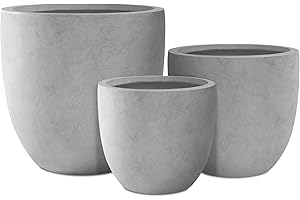Kante Set of 3 Round Concrete Planters for Indoor Plants: Modern and...