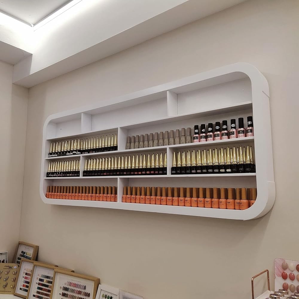 Estantes flotantes de madera para colgar en la pared, moderno estante de perfume con soporte de luz LED, organizador de almacenamiento de aceites esenciales para salón de belleza para spa, salón de