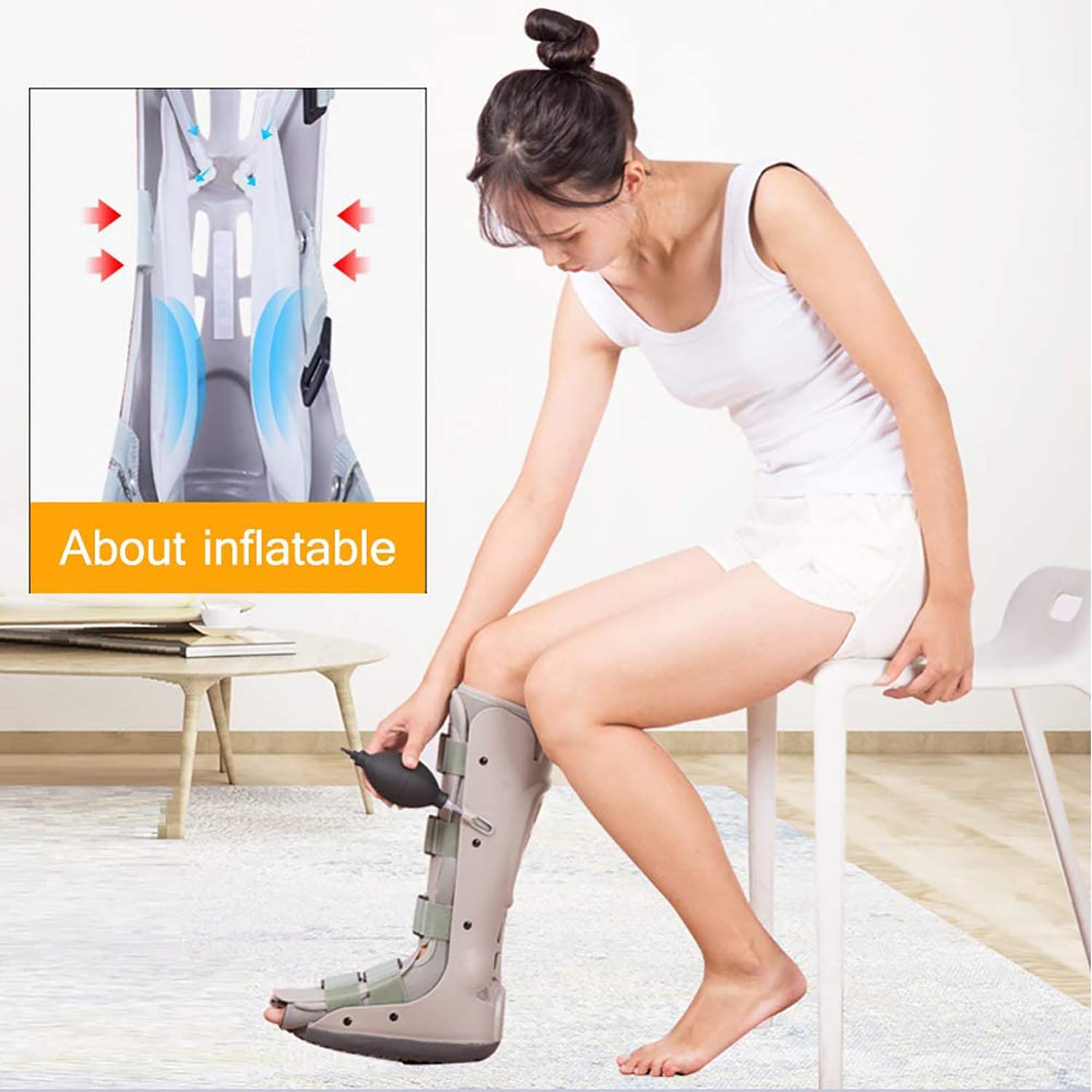Bota ortopédica médica para Andador, Bota para Andador Air Shield, Bota Protectora para Andador ultrafija para fracturas y Lesiones de pies, Tobillos y piernas. (Hombres de Izquierda)