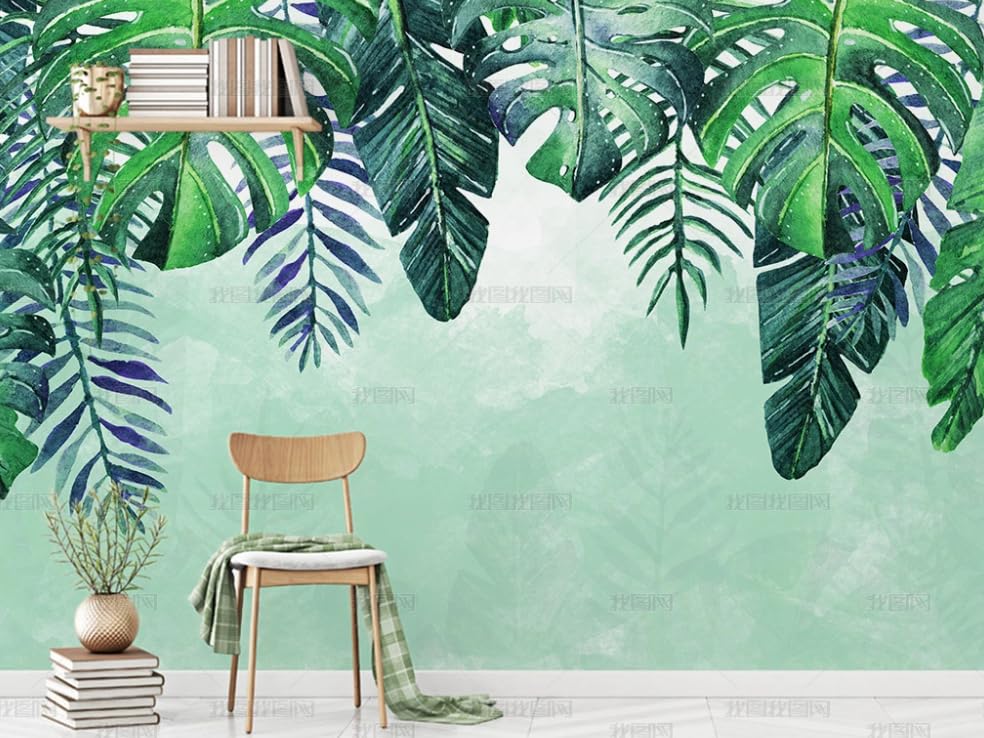 Papier peint intissé pour masquer un mur abîmé avec un grand décor exotique