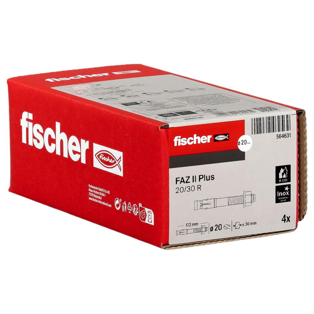 fischer FAZ II Plus 20/30 R Heavy Duty Anchor Made of Stainless Steel with High Load Capacity, Anchor Bolt for Fixings Heavy Loads and Steel Structures, Seismic & ETA Approval — image 1