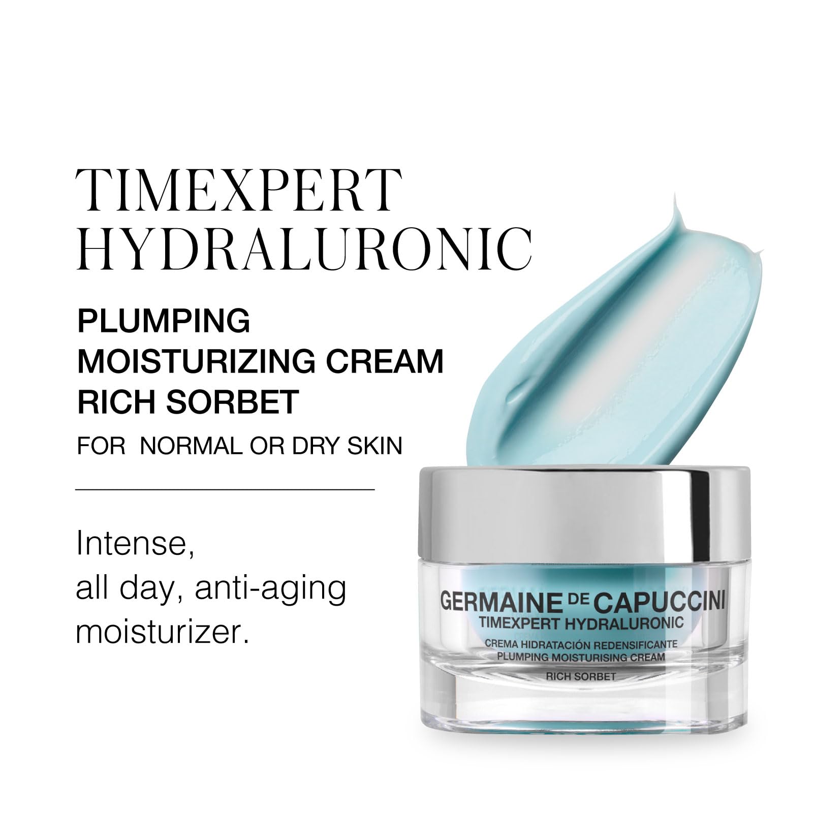Germaine de Capuccini - Timexpert Hydraluronic I Hyaluronic Acid - Plumping Moisturising Cream Rich Sorbet I Anti-Aging Face Cream - Dehydrated, normal to dry skin - 1.70 oz