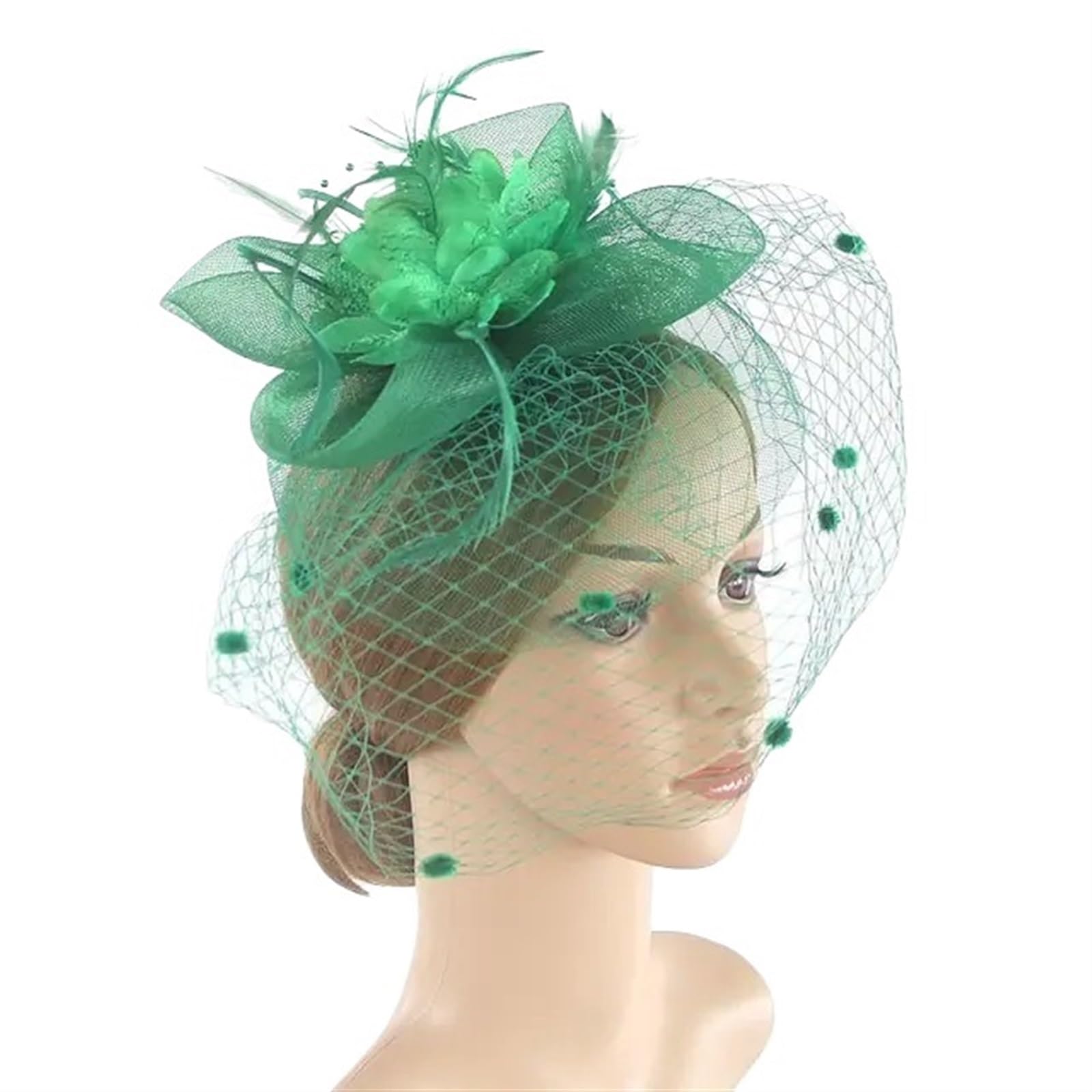 UALXPAO Wedding Hats Bridal Headdress Retro Hairclip Cocktail Party Headwear for Tea Party,Weddings(Green)