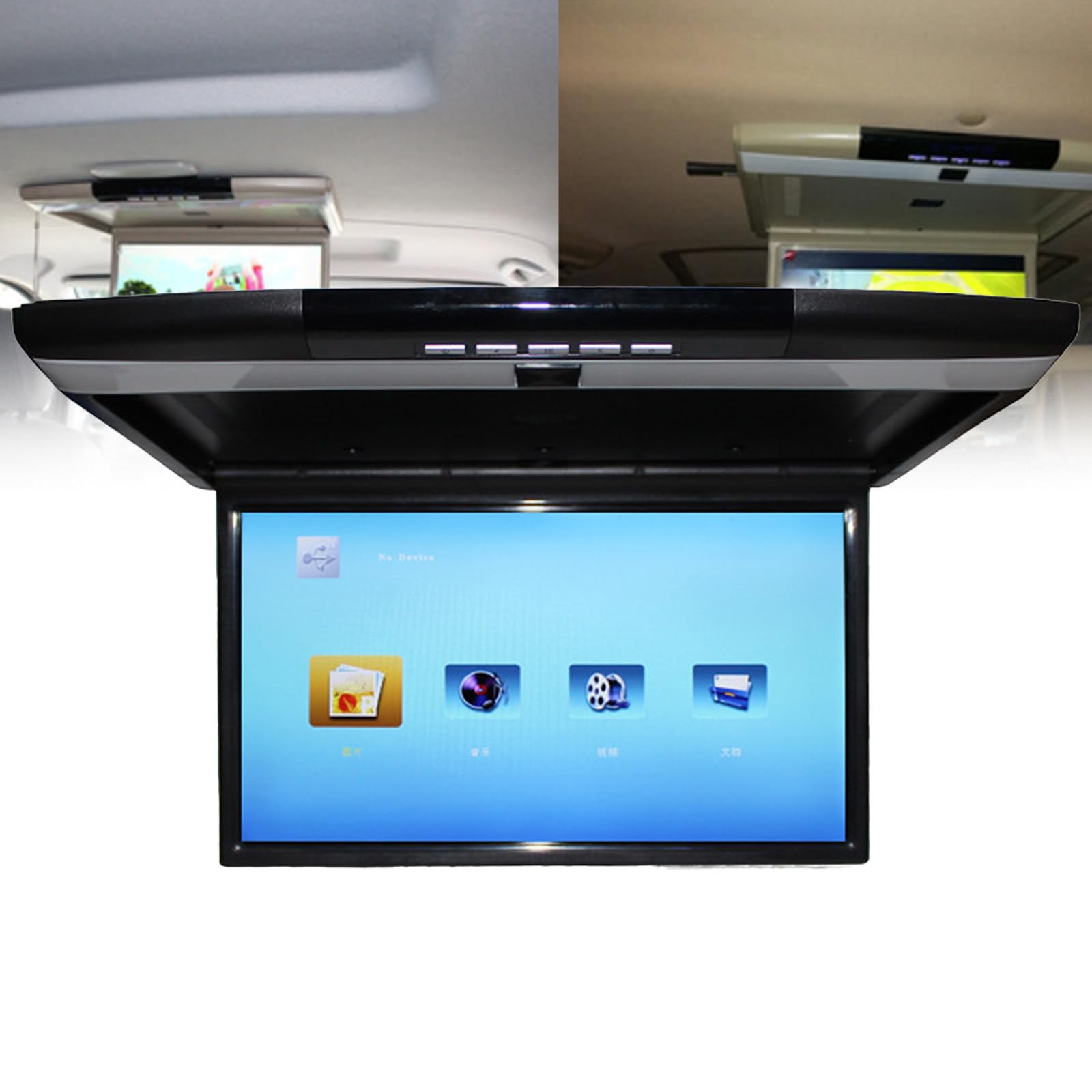 Heumbio ÉCran De Voiture Mp5 Monté Au Plafond De 17.3 Pouces, TV MontéE Au Plafond pour Bus Mp5 Hdmi 1080P, Lecteur VidéO De Voiture 16:9,Black
