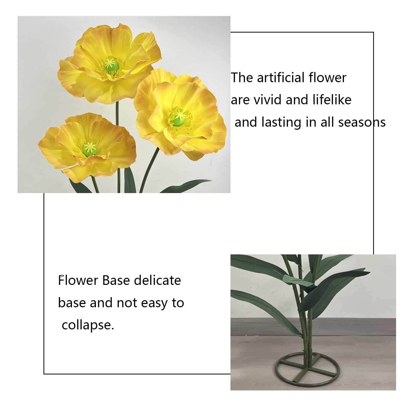 Fiori artificiali per decorazione, confezione da 3 composizioni floreali realistiche con base in piedi per matrimoni, ricevimenti, centrotavola, feste, casa
