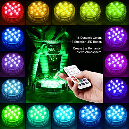 GolWof Unterwasser Licht 13 LED Multi Farbwechsel Wasserdichte LED Leuchten mit fernbedienung Dekoration… – Bild 3