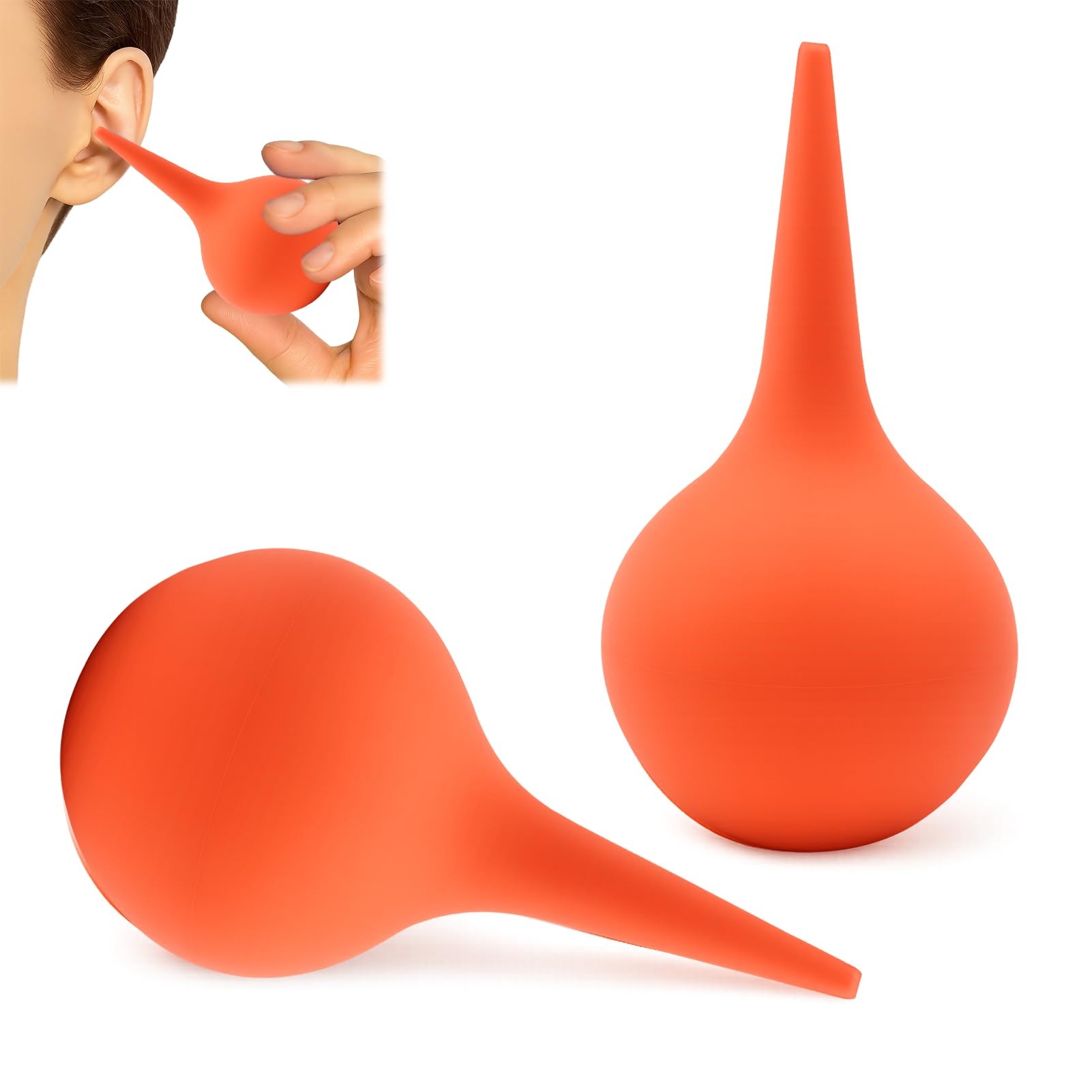 2 PCS Poire Oreille, Poire Lavement Oreilles, Poireé pour Déboucher Les Oreillés,Poire de Nettoyage D'oreille Doux,Seringue oreill Utiliser pour Nettoyage (Rouge 60 ML)