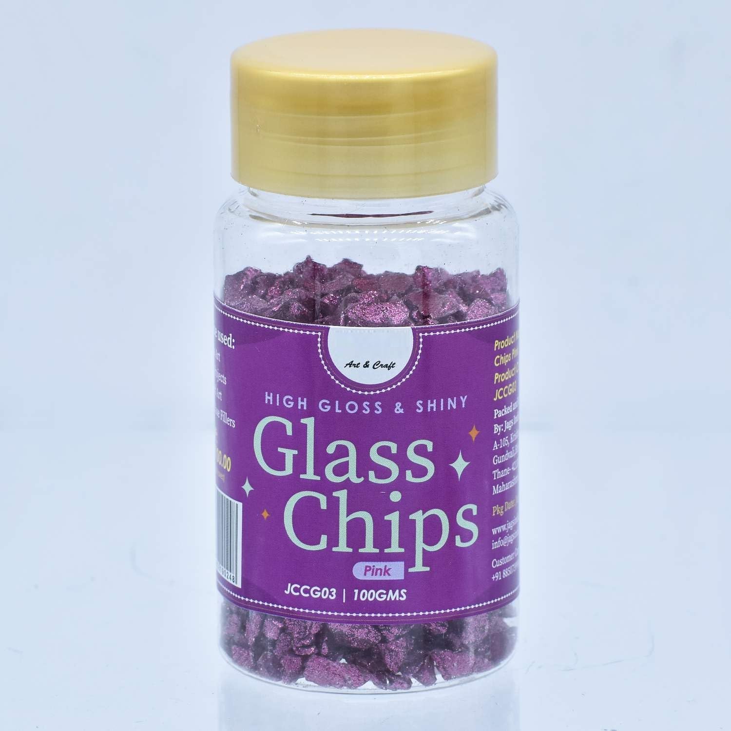 Colour Coating Glass Chips 100Gram Pink Glitter-image-44