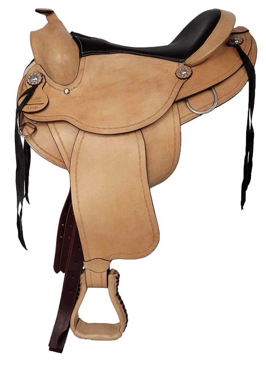 A&M Reitsport Austin ECO Selle western en cuir de buffle de haute qualité Taille : 17"