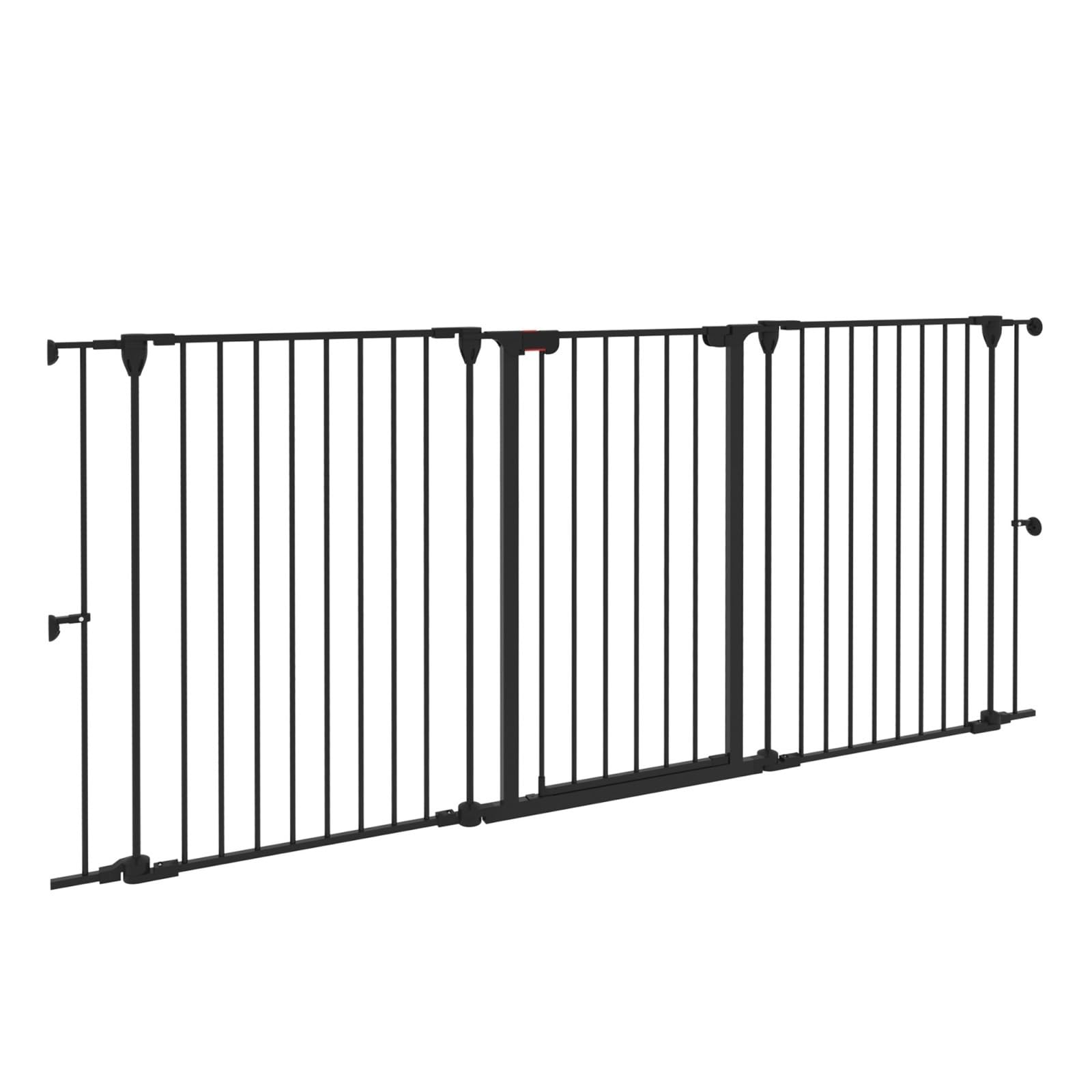Folding Steel Dog Fence With 3 Panels 206X90Cm Black Easy Installtion