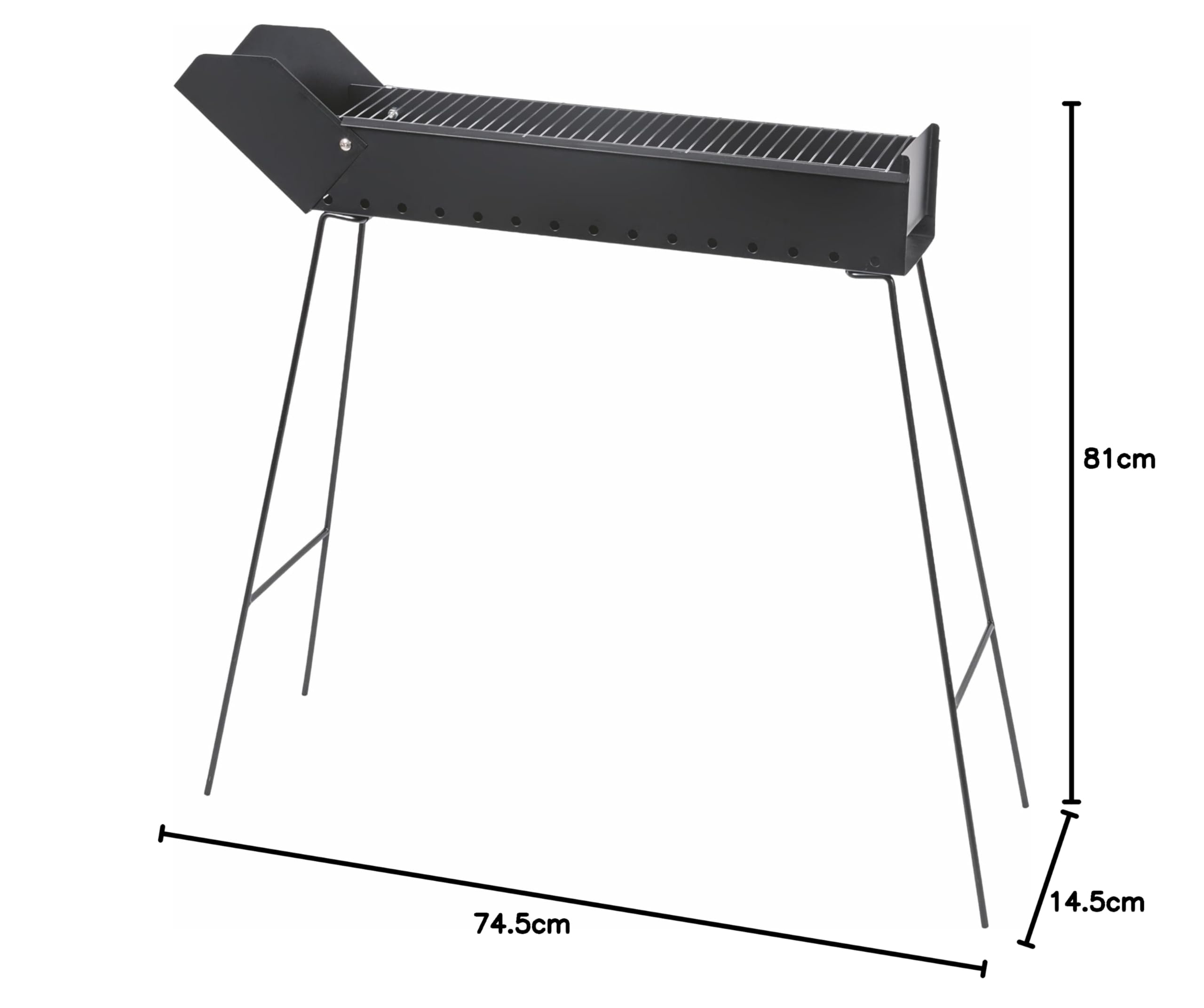 Barbecue pieghevole per arrosticini a carbonella, struttura in ferro con rampa, 74x14x76 cm, BestBQ
