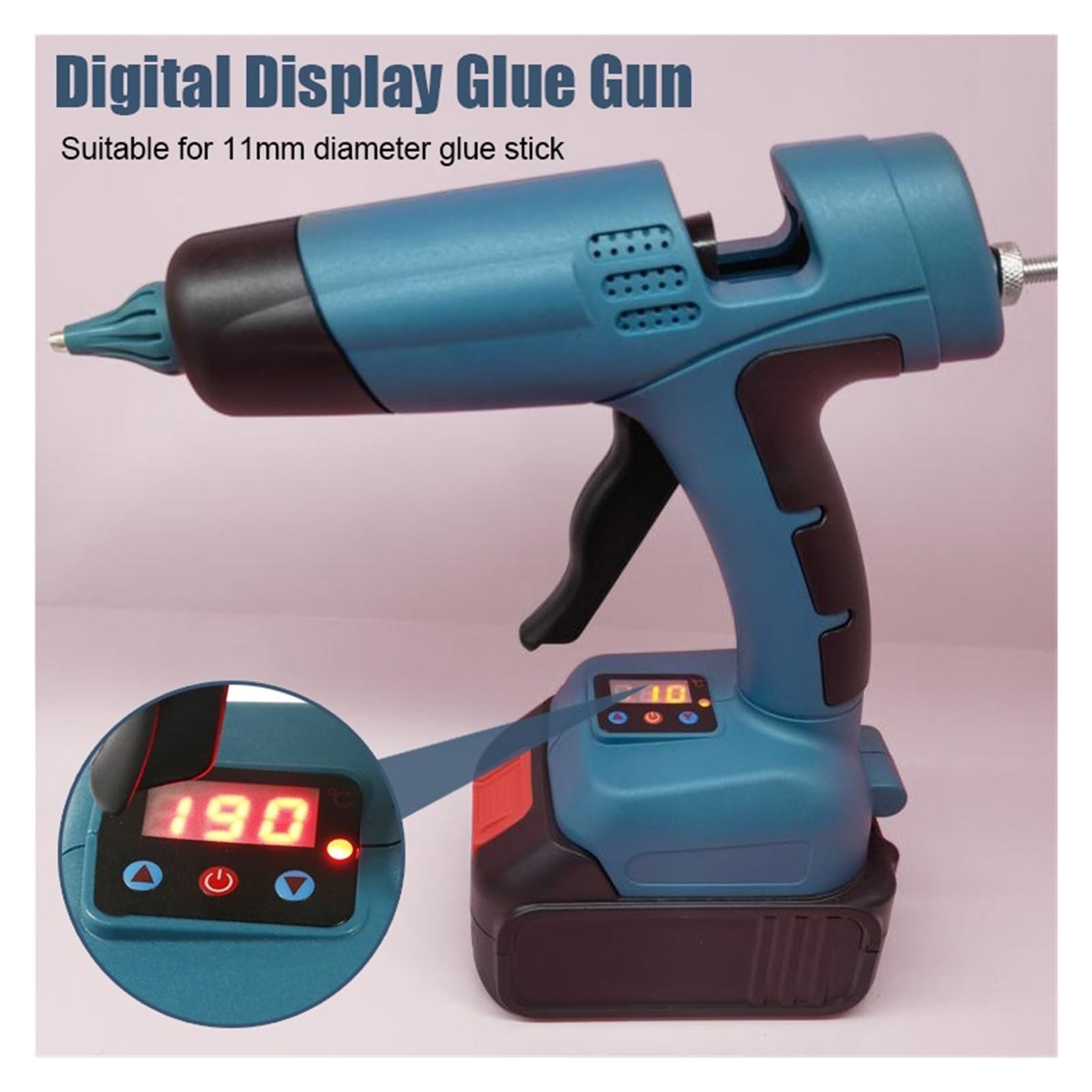 Elektryczny Pistolet Do Klejenia Regulowany Akumulator Cyfrowy Wyświetlacz Bezprzewodowy Na Gorąco Elektronarzędzia Domowe Dla Majsterkowiczów Prezenty Świąteczne(With 1 Battery)