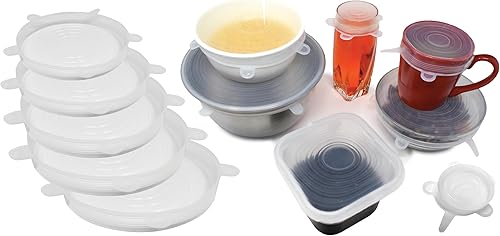 Miniatura 6 de Norpro Juego de 6 tapas de silicona reutilizables seguras para alimentos, se adapta a aberturas de 2.5 a 11 pulgadas