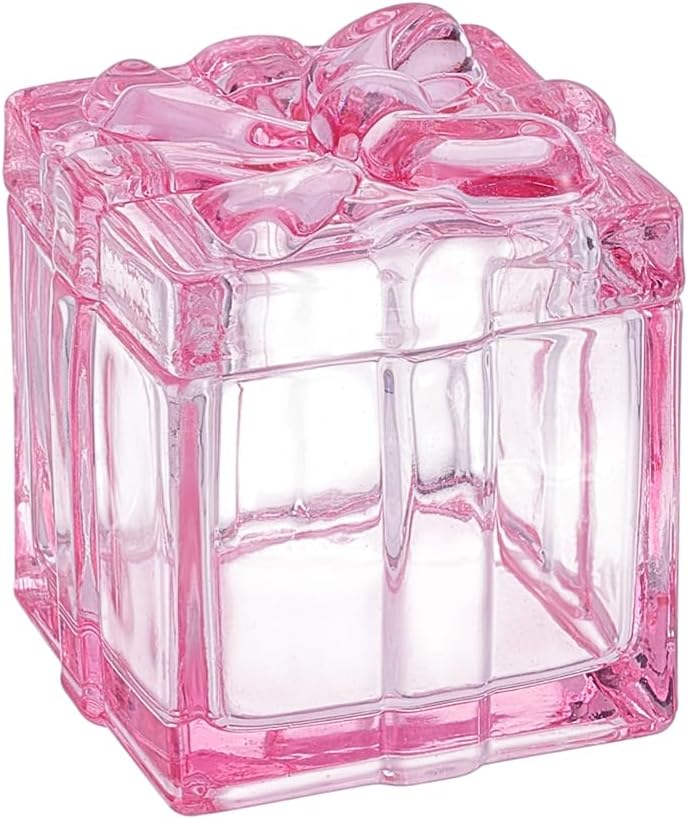 1PCS Glass Storage Box Glass Jars with Lids Easter Candy Dish Trinket Dish Wedding Party Jewelry Organizer Box Trinket Boxes for Rings Earrings Decorative Jewelry Gift forWomen