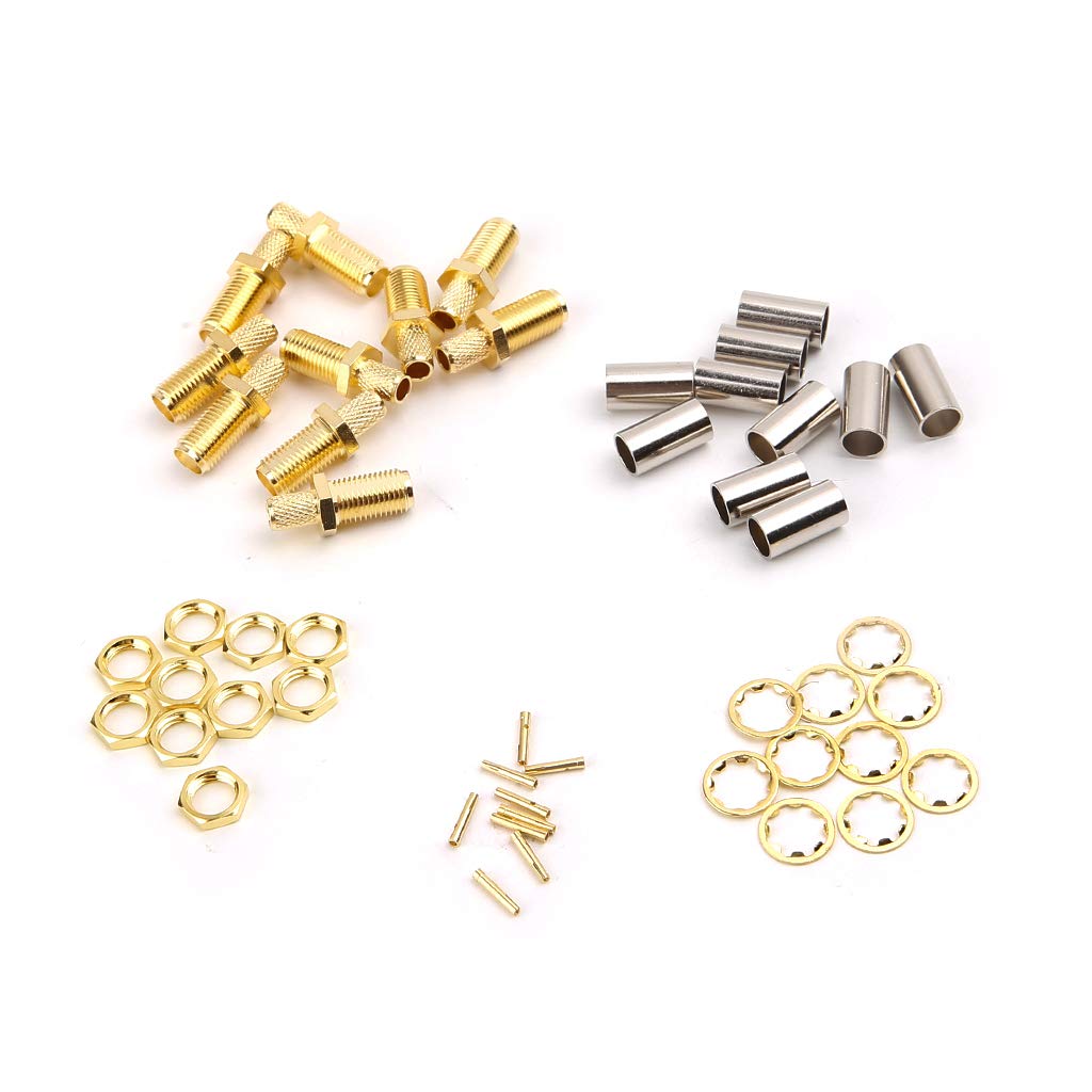 fivekim 10Pcs Sma Female Nut Bulkhead Crimp Rf Connector For Rg58 Rg142 Lmr195 Rg400 Connectors And Terminals Gold