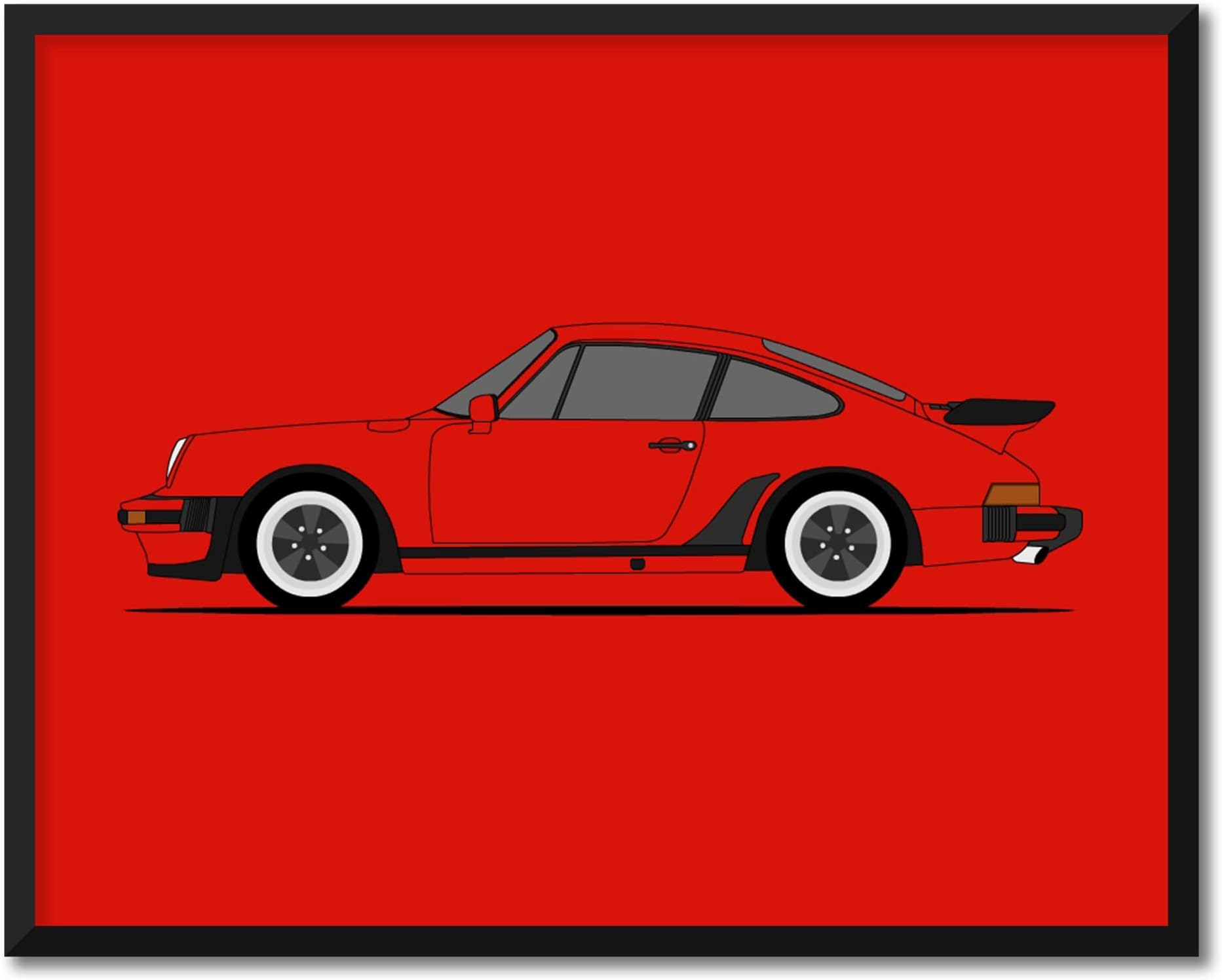 CUSTOMIZABLE COLOR: Custom Car Posters Porsche 911 Turbo (1975-1984) 930 (Side Profile) Print Wall Art Decor Handmade - 8x10" Satin Print (Unframed)