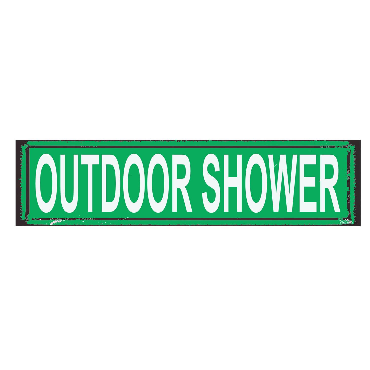 Outdoor Shower Rustic Metal Sign - Vintage Bathhouse Wall Decor,4x16 Inch Coastal Plaque