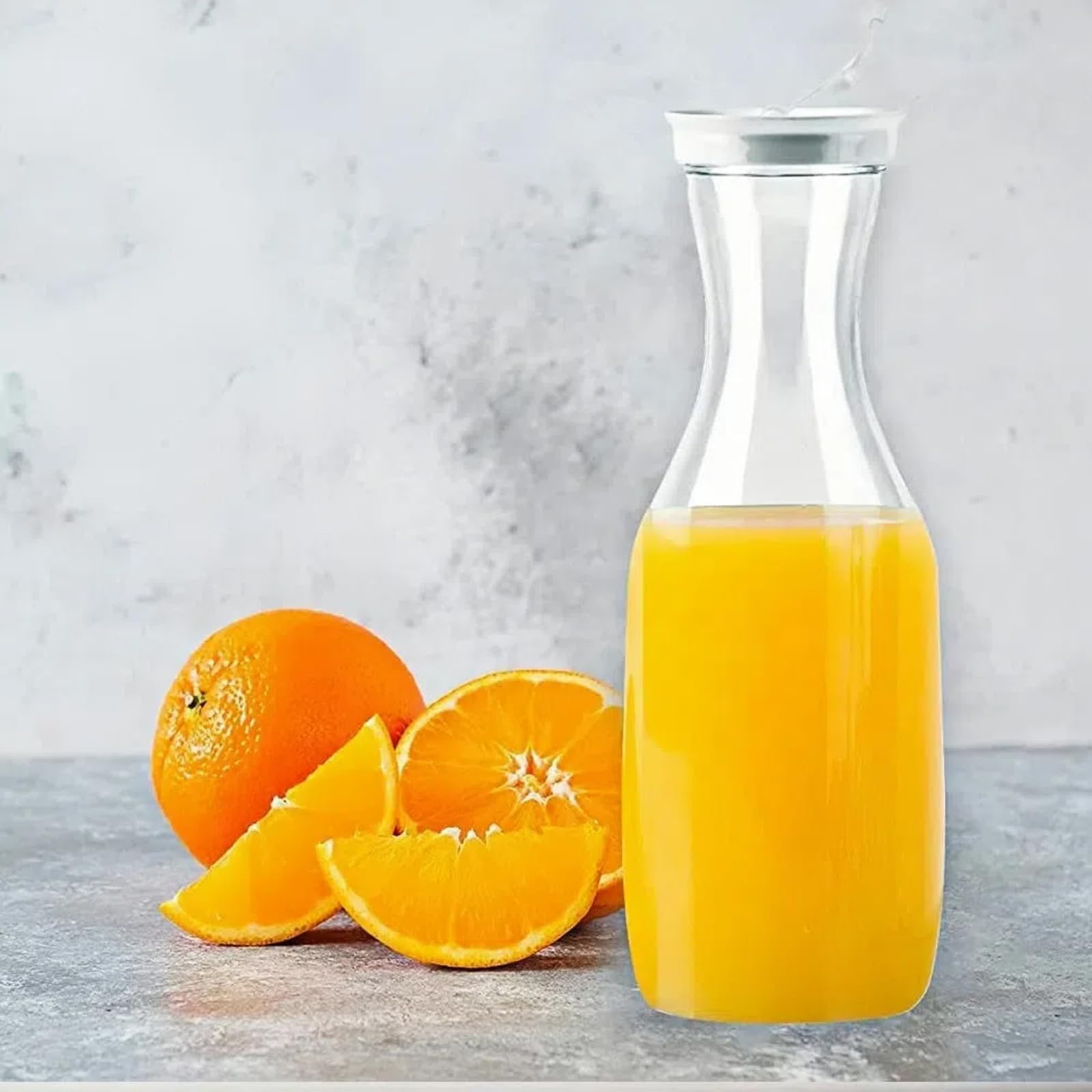 Set da 2 pezzi di brocche in plastica da 1,5L con coperchi a flip bianchi brocca per acqua brocca per succo adatta per acqua succo tè freddo soda limonata e altre bevande fredde