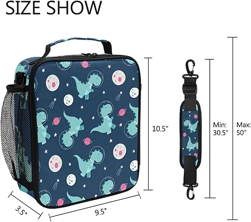 Miniatura 4 de Bolsa de almuerzo para niños, con aislamiento térmico, reutilizable, para escuela, niños, niñas, niños, mujeres, hombres (planeta astronauta
