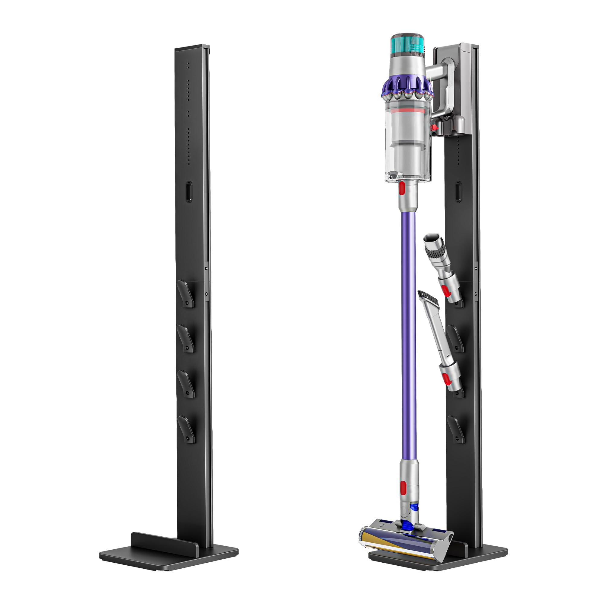 PEGZONE Soporte Aspiradora para Dyson Gen5 V15 V12 V11 V10 V8 V7 Negro | Compatible con Dyson, Soporte con 4 Ganchos, sin Taladrar, Guarda la Aspiradora y Todos los Accesorios