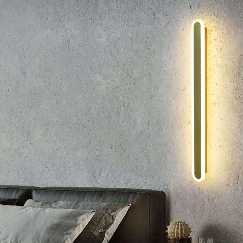 LED Wandleuchte Innen Hand Bewegungsmelder Wandlicht Dimmbar Akku Lange Wandlampe Kabellose Nachttischlampen 3 Farbmodi Wandbeleuchtung Up und Down Beleuchtung USB Aufladbare Leselampen Gold