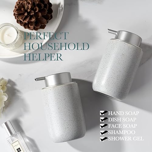 Miniatura 6 de Dispensador de jabón de baño, dispensador de jabón de manos gris con bomba de líquido, dispensador de jabón de cocina de 12 onzas, dispensador de