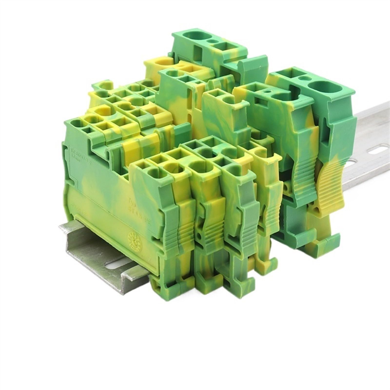 Bornier sur Rail DIN ST, borne de terre à ressort 500V 800V 1000V 17,5a 31A 40A 50A 57A, connecteurs de fil électrique, 10 pièces(STTB2.5-PE)