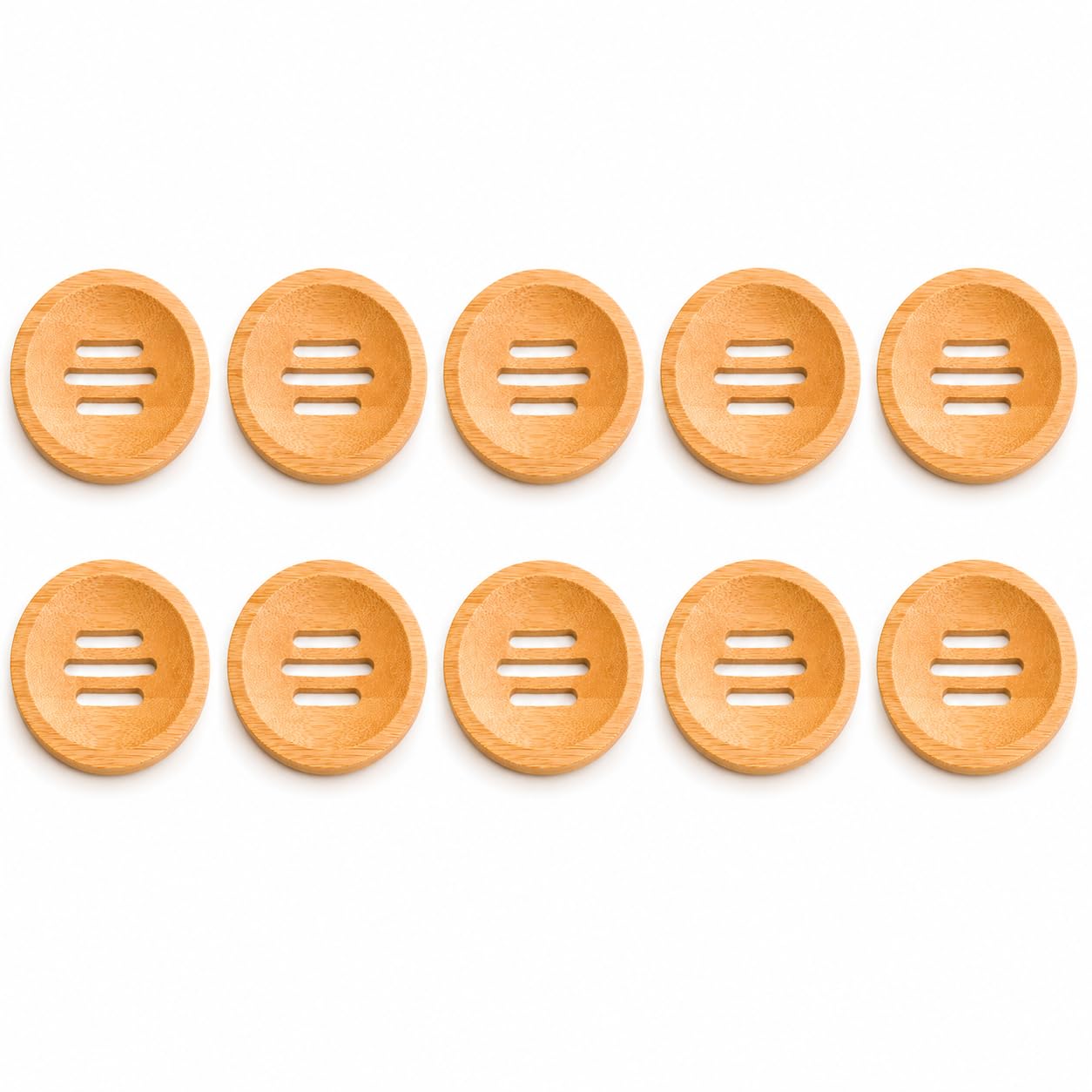 Bamboo Soap Dish, Wooden Soap Saver Tray for Bars, Draining Holder for Bathroom, Sink or Shower, Pack of 2 (10, Circle)