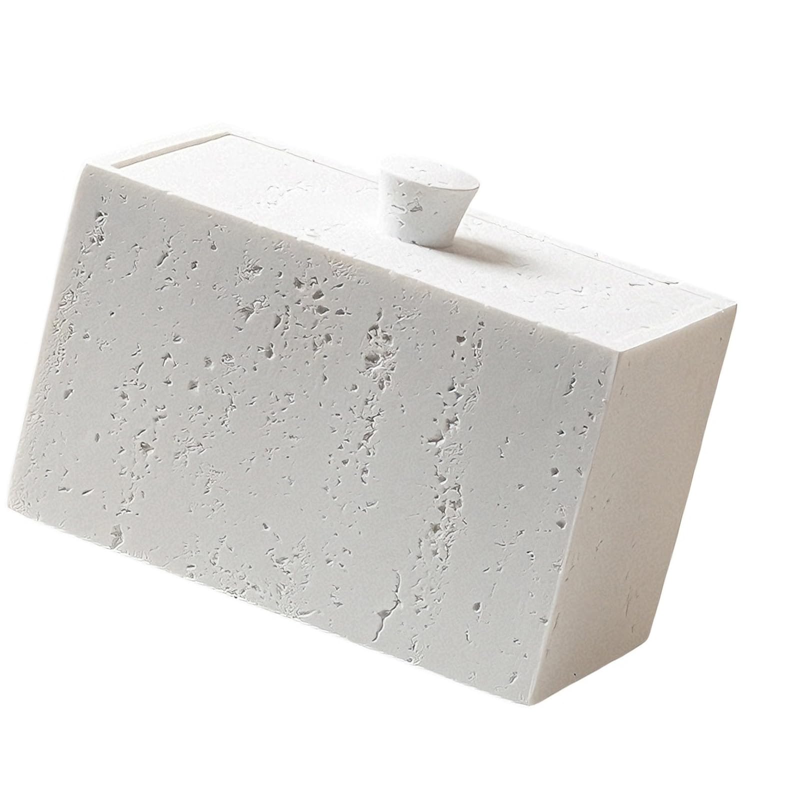 Kangnice Space Saving Resin Box for Cotton Swabs and Toothpicks Feature Stone Texture Sturdy Easy Wipe Cleaning Simple Styles Sturdy Resin Container