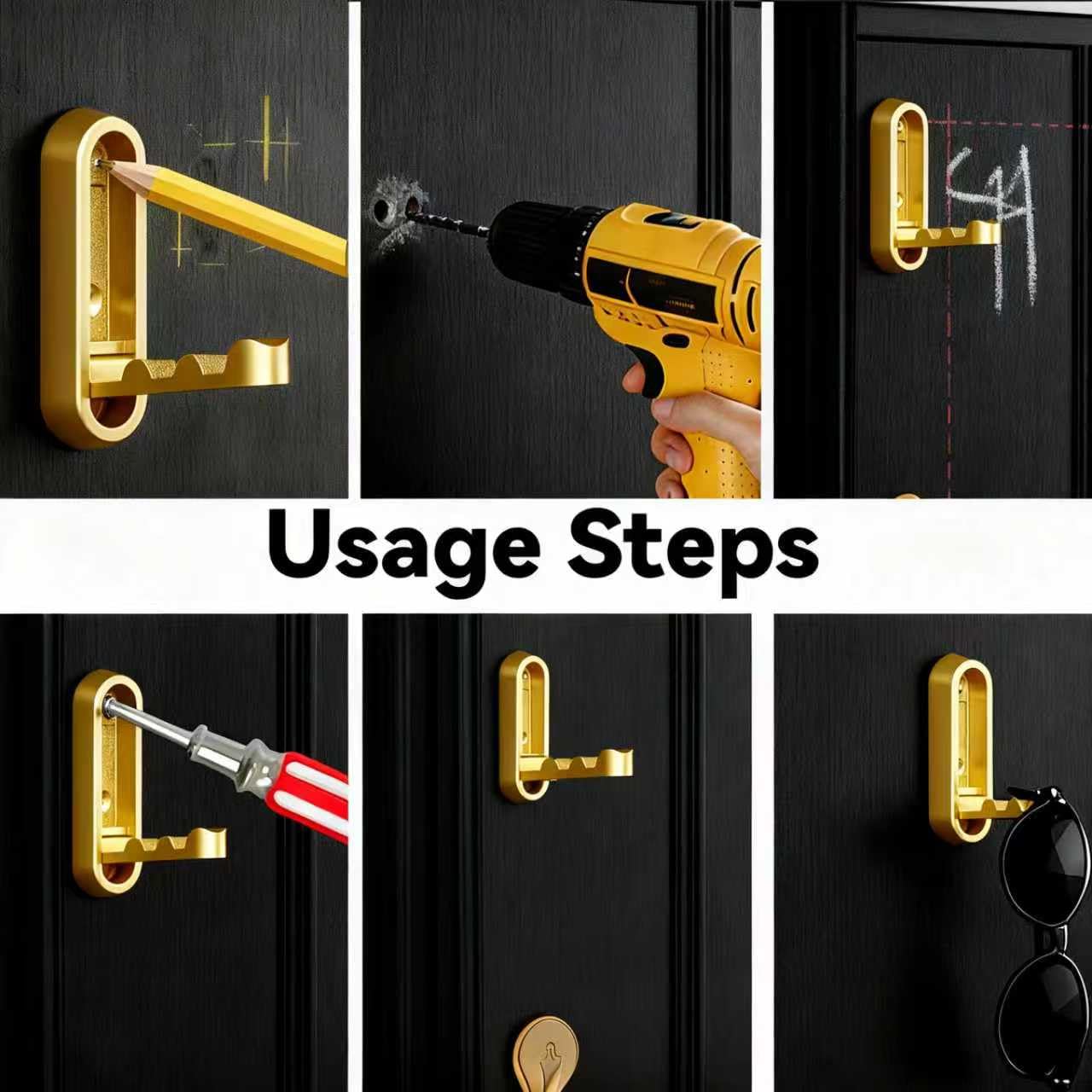 Ganchos de pared plegables, 4 ganchos plegables de metal, ganchos plegables de pared, para colgar abrigos, toallas, ropa, sombreros, bolsas y llaves