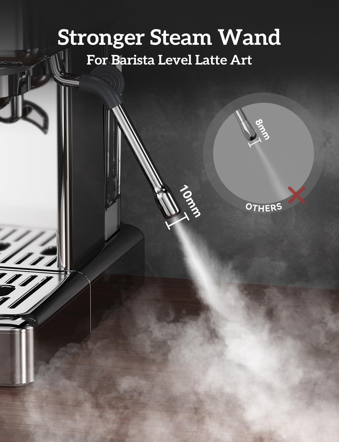 COUPLUX Máquina de café expreso, 4 en 1, máquina de café expreso profesional de 58 mm con amoladora, ajuste de 5 temperaturas y cafetera de café expreso compacta, 15 barras con potente espumador de