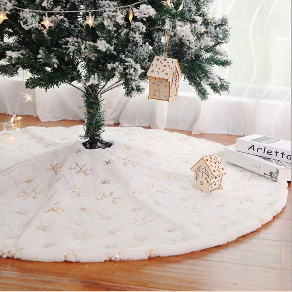 Gonna Albero Di Natale Blu Deggodech 78cm Blu Peluche Gonne Per Alberi Di Natale Argento Paillettes Fiocchi Di Neve Finta Pelliccia Tappeto Per Albero