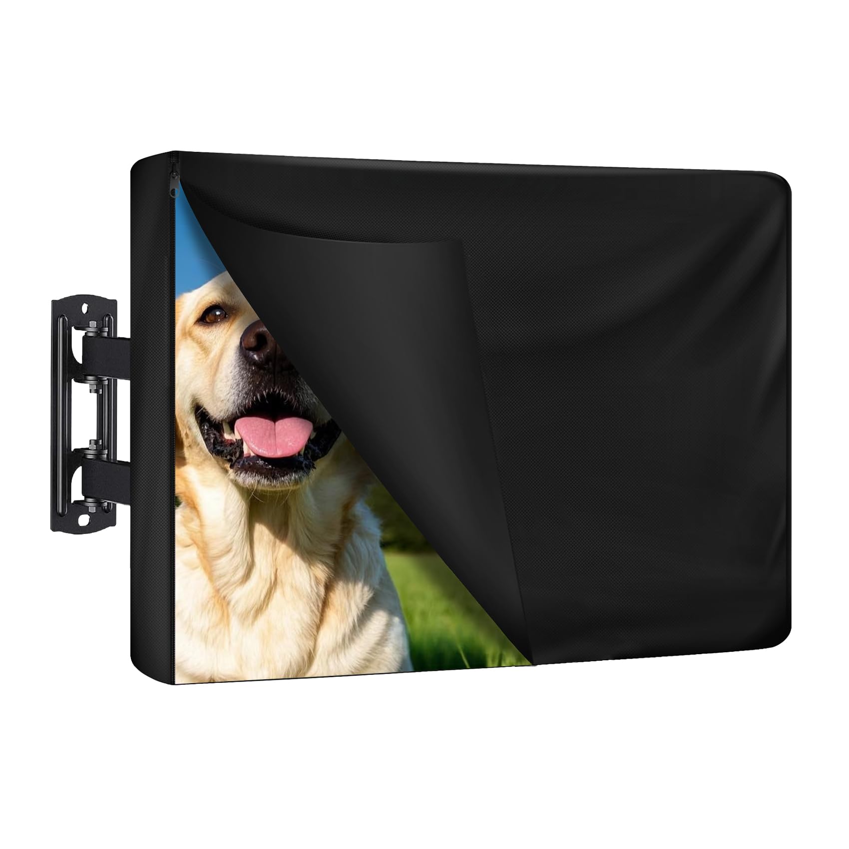 Redrich Black 600D Heavy Duty Outdoor Tv Cover For 55-58 Inch Tv, Upgraded Waterproof And Dustproof Tv Screen Protectors With Zipper For Outside