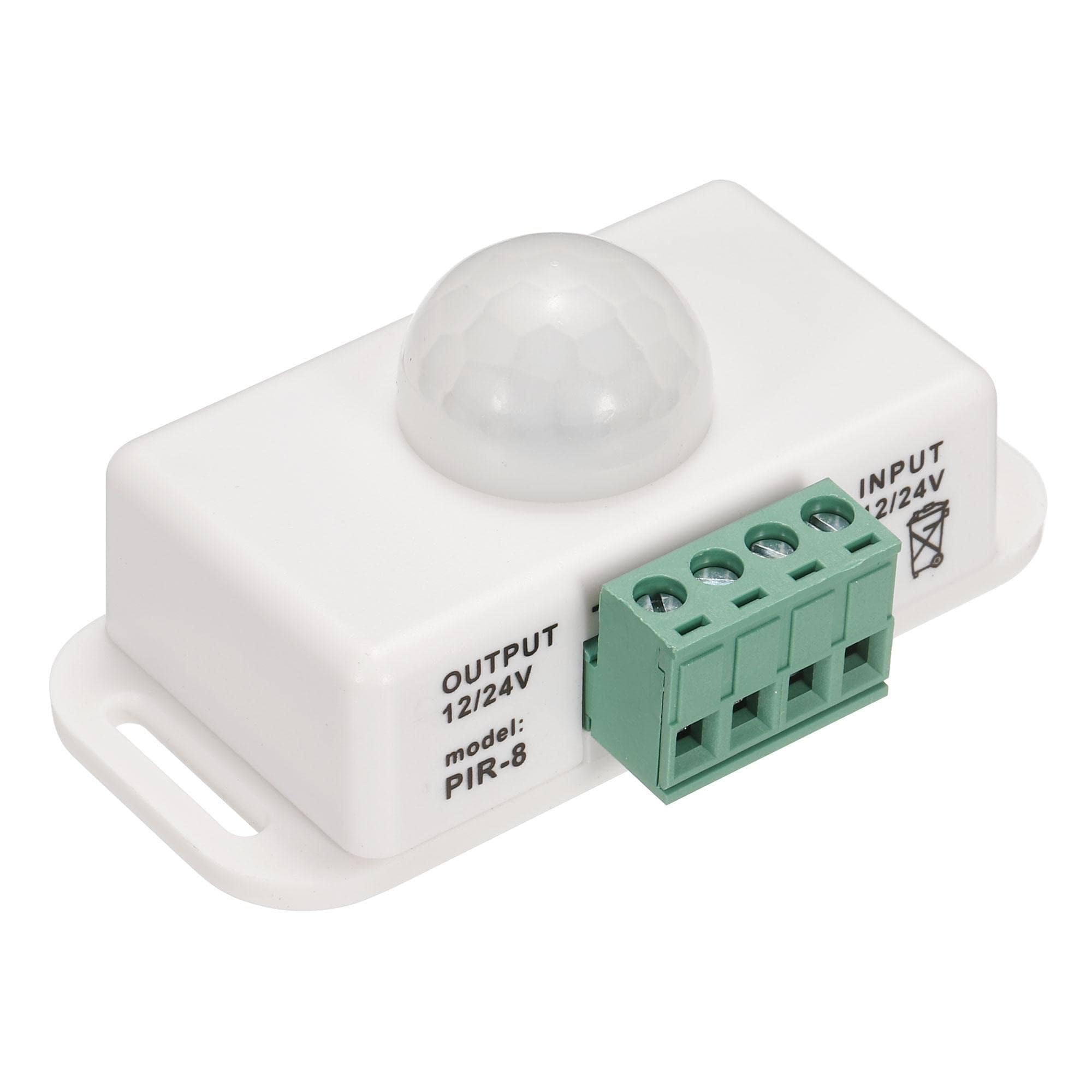 zalati PIR Motion Sensor 12V/24V Infrared LED Dimmer Switch Motion Function Automatic Controller for LED Strips Lights - White