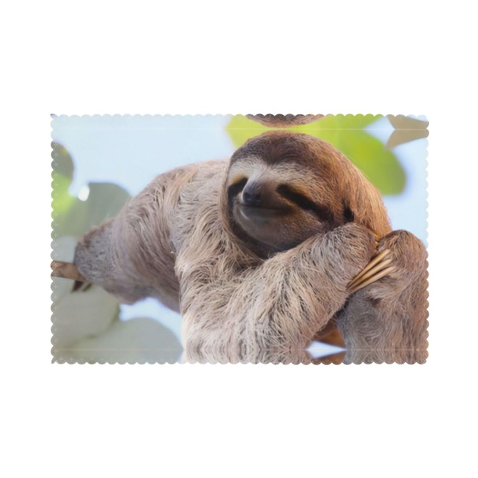 Funny Sloth Printed table mat set (6 pieces) - Aesthetic upgrade for family gatherings and hotel banquets