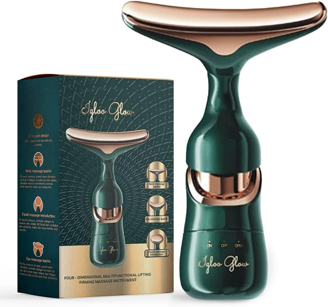 IGLOO GLOW3 in 1 Unisex Premium Face Slimming Device | Microcurrent & Vibration with Eye, Face & Neck Massager | 360° Roller for Wrinkle improvement, Double Chin Reducer, Skin tightening &
