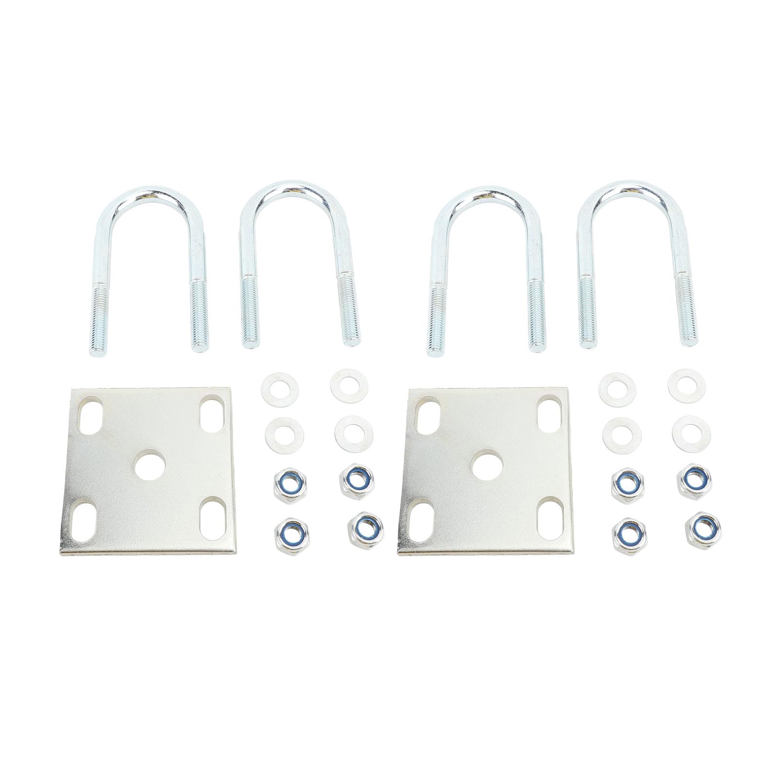2 Set Steel U Bolt Kit for Marine Trailer Axles, 150lbs Load Capacity, Adjustable U Bolts with Mounting Plates, Fits Boat Trailer and Pontoon (for 60mm Round Shafts)
