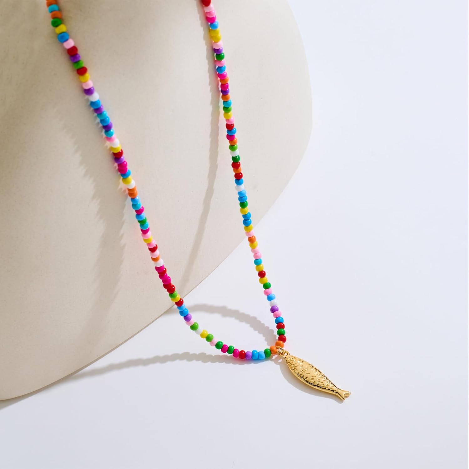 Beach Colorful Beaded Necklace for Women - Ocean Fish Pendant Necklaces, Boho Beach Jewelry | Ocean Jewelry Gift for Women - Image 4