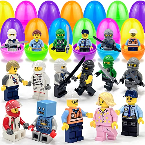 24PCS Easter Eggs + 24PCS Mini Community People Easter Egg Hunt, Easter Basket Stuffers, Easter Eggs with Toys Inside, Easter Party Favors Gifts for Kids Boys Girls Toddlers