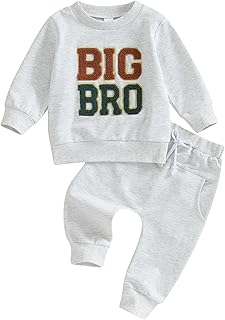 Infant Boy Fall Winter Clothes Big BRO Lil BRO Long Sleeve Sweatshirt+ Pants 2pcs Set Brother Matching Outfit