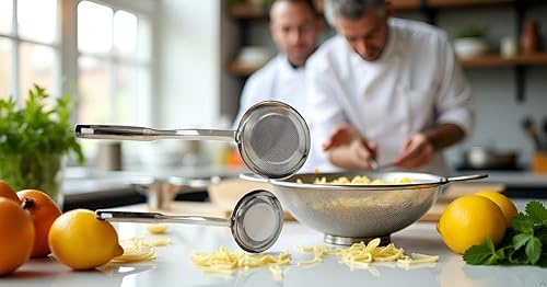 Miniatura 5 de Colador de acero inoxidable de malla fina, filtro de acero inoxidable 2025, colador de red de cocina multifuncional duradero (juego de 2 piezas)