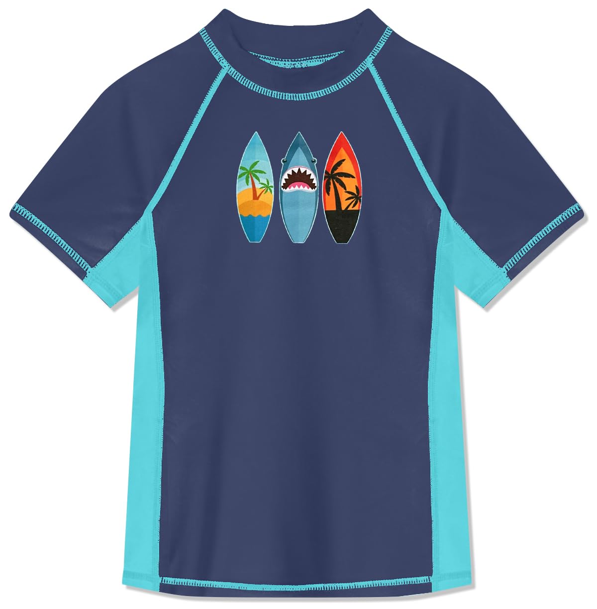 BesserBay Jungen Rashguard Shirt UPF 50+ Kurzarm Schwimmshirt Top UV-Shutz 110-160