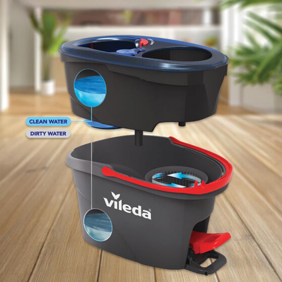 Set de Fregona Rotatoria de Microfibra con Cubo Escurridor accionado por Pedal, Sistema Giratorio, Separación de Agua Limpia y Sucia, Escurrido sin Esfuerzo para una Limpieza eficiente