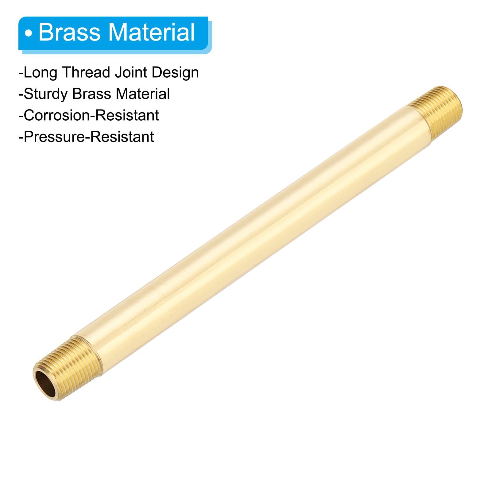PATIKIL 1/8" x 1/8" NPT Maschio Raccordo In Ottone Lungo Nipple, 25Pezzi 5" Lungo Raccordo Tubo Dritto Connettore Prolungatore Per Carburante, Aria, Acqua, Olio, Gas Collegamento